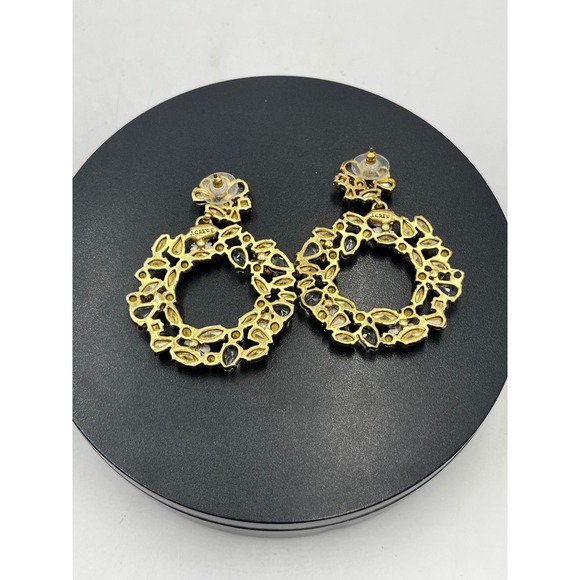 J. Crew Floral Hoop Circles White Enamel Gold Tone Crystal Stud
Dangle Earrings - Picture 7 of 11